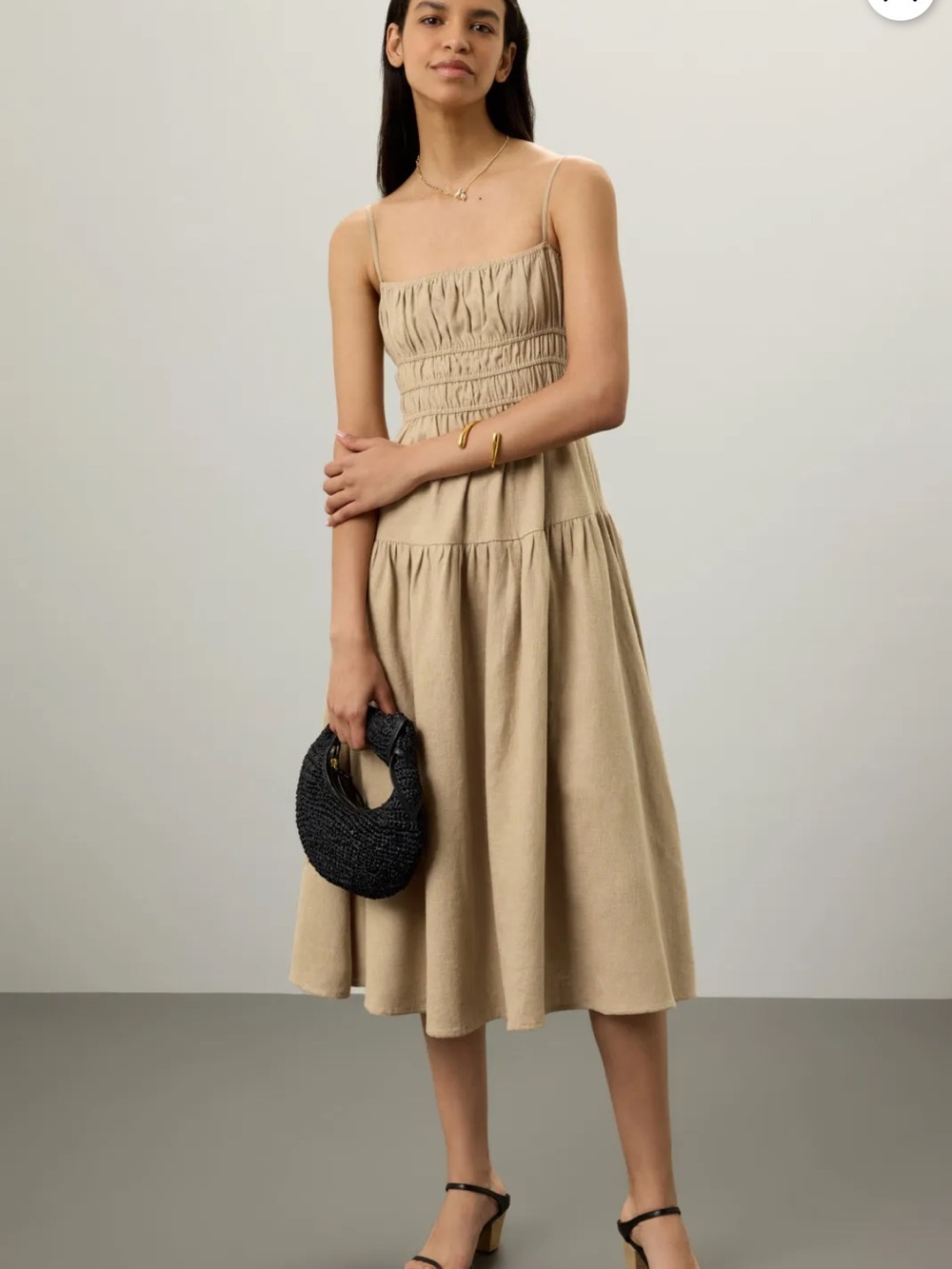 WEWOREWHAT Scrunchie Maxi Dress Khaki Sz M